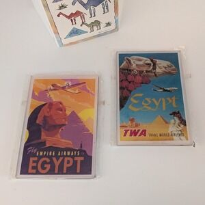 Vintage Egypt Travel Poster Magnets TWA Empire Airways Sphinx Set of 2